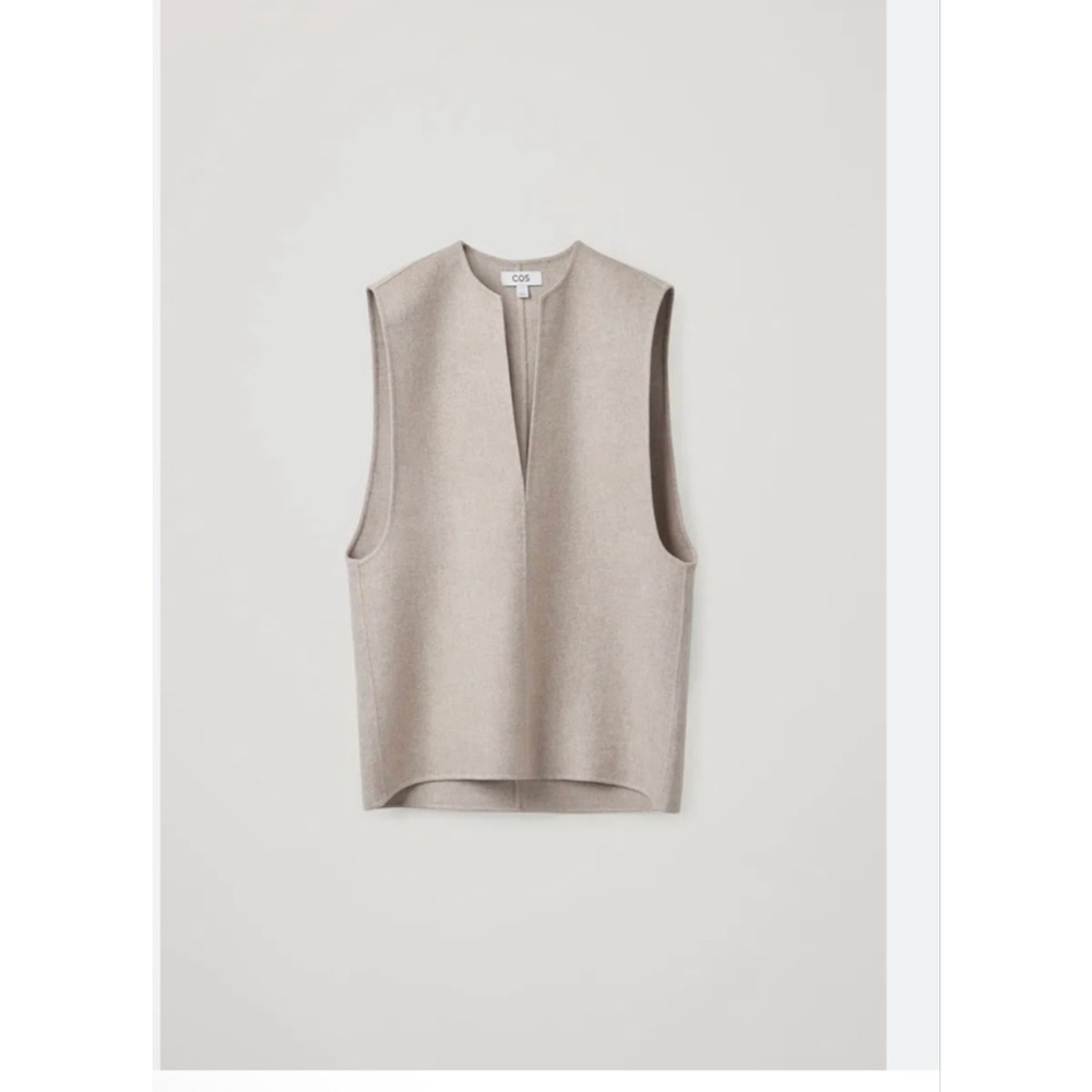 Women's COS Beige Wool Blend V-Neck Sleeveless Vest one size